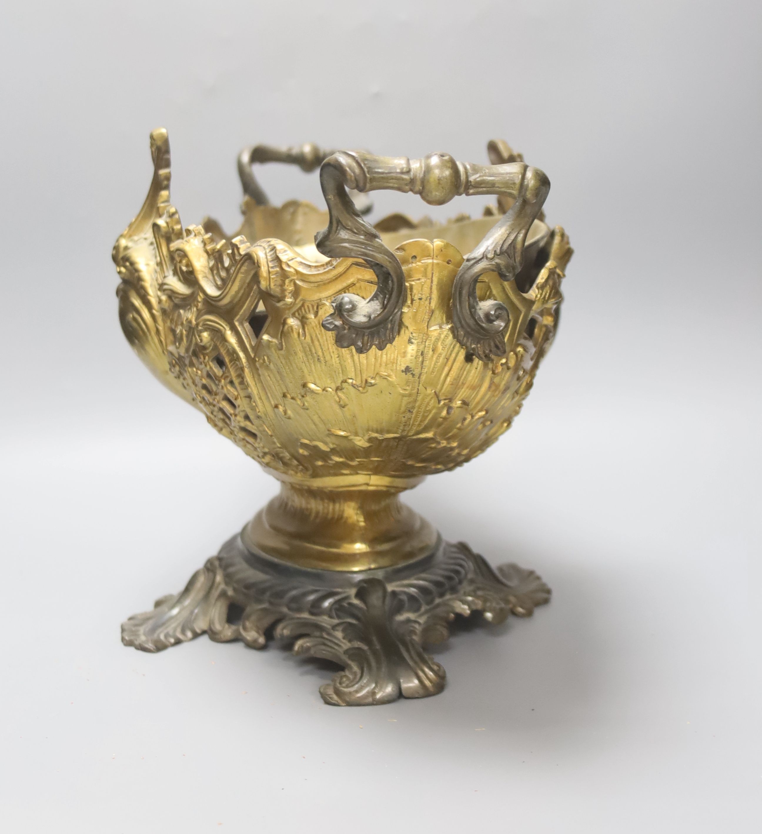 A Louis XV style bronze rococo revival centrepiece 48cm